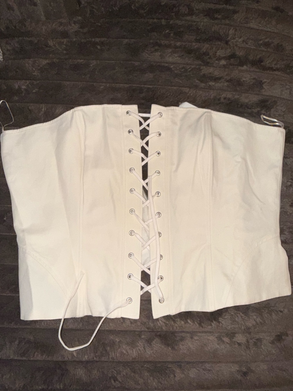 Zara White Lace-Up Crop Top